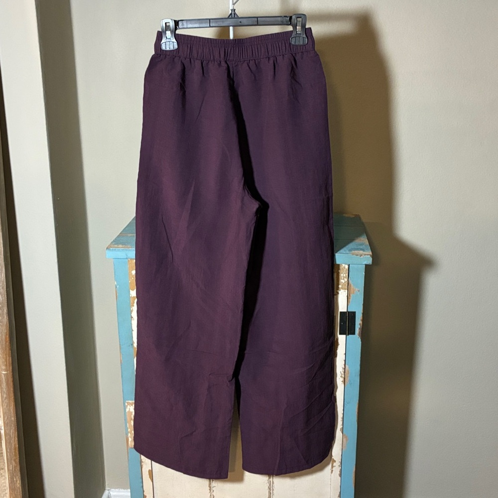 NIP!!!Deep Purple Linen Blend Wide Leg Drawstring Pants. Size Small - Picture 8 of 9